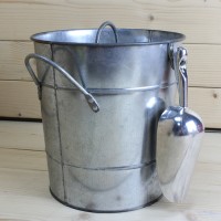 Hot Sale 4L Silver Metal Galvanized Double Walled Ice Bucket Set With Lid And Scoop