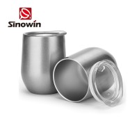 Double Wall 18/8 Stainless Steel Egg Wine Cups Tumbler Stemless Stainless Steel Wine Glass