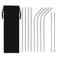 Engraved Free Eco Friendly Reusable Drinking Stainless Steel  straight metal Straws with case cheap